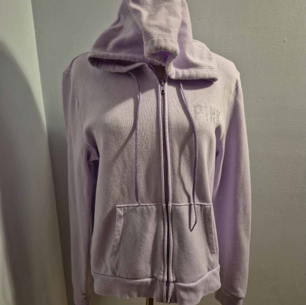 Pink hoodie  bling size x  small  color  purple